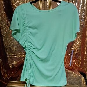 Ruched Side Mint Green Short Sleeve Tee
